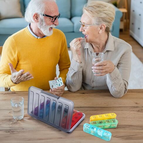 Windtrace Pill Organizer 4 Times a Day,Pill Box 7 Day,Weekly Pill Case Daily for Travel,Moisture-Proof Design to Hold Vitamins, Supplements and Medication in Kuwait