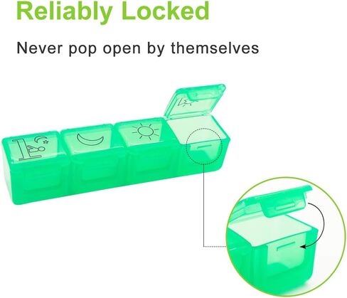 منظم أقراص دواء أسبوعي 4 مرات يوميا في اليوم، حقيبة سفرية 7 أيام لأقراص دواء مضادة للغبار، حاوية تذكيرية للسفر مع مساحات كبيرة للفيتامينات وزيت السمك/المكملات الغذائية in Kuwait