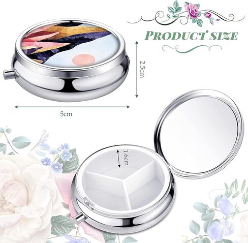 صندوق حبوب دواء مستدير من Udoosun، محفظة جيب صغيرة مزخرفة مكونة من 3 أقسام، محمولة للسفر، دواء فيتامين، حامل منظم لحبوب منع الحمل، زهرة اللوتس المائية الزرقاء، 1.97 × 1.97 × 0.8 بوصة (عبوة من قطعة واحدة) in Kuwait