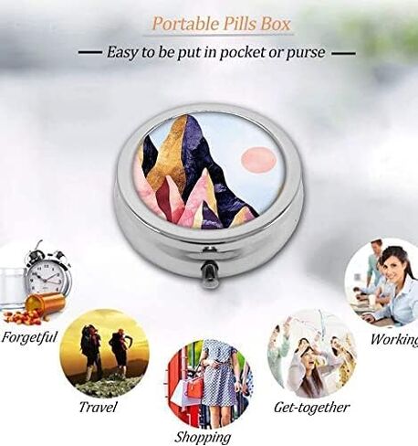 صندوق حبوب دواء مستدير من Udoosun، محفظة جيب صغيرة مزخرفة مكونة من 3 أقسام، محمولة للسفر، دواء فيتامين، حامل منظم لحبوب منع الحمل، زهرة اللوتس المائية الزرقاء، 1.97 × 1.97 × 0.8 بوصة (عبوة من قطعة واحدة) in Kuwait