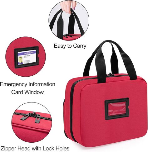 CURMIO Pill Bottle Organizer Portable Medicine Bag, Lockable Prescription Bottle Storage for Pill Bottles, Vitamins, Medical Supplements for Home Storage and Travel, Black (Empty Medicine Bag) in Kuwait