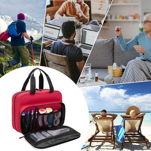 CURMIO Pill Bottle Organizer Portable Medicine Bag, Lockable Prescription Bottle Storage for Pill Bottles, Vitamins, Medical Supplements for Home Storage and Travel, Black (Empty Medicine Bag) in Kuwait