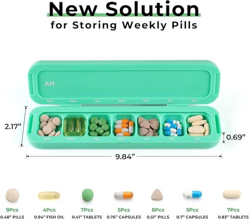 منظم حبوب الدواء الأسبوعي من تافكوني مرتين في اليوم، منظم الأدوية 7 أيام صباحًا ومساءً، 14 حجرة لصناديق حبوب الدواء اليومية للأدوية/المكملات (رمادي) in Kuwait