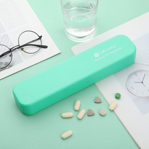 منظم حبوب الدواء الأسبوعي من تافكوني مرتين في اليوم، منظم الأدوية 7 أيام صباحًا ومساءً، 14 حجرة لصناديق حبوب الدواء اليومية للأدوية/المكملات (رمادي) in Kuwait