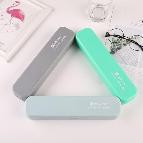 منظم حبوب الدواء الأسبوعي من تافكوني مرتين في اليوم، منظم الأدوية 7 أيام صباحًا ومساءً، 14 حجرة لصناديق حبوب الدواء اليومية للأدوية/المكملات (رمادي) in Kuwait