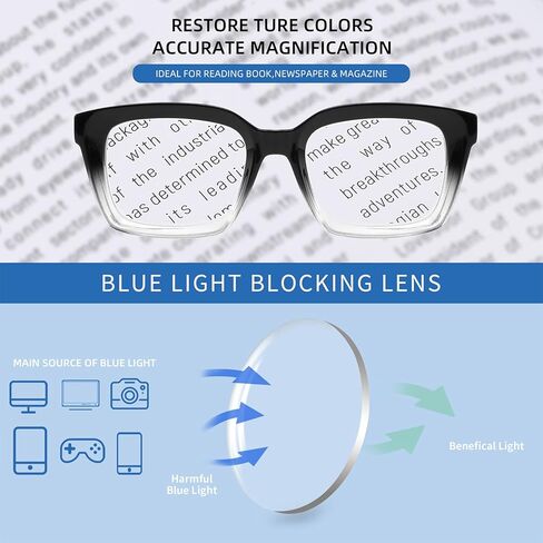 Areyeth Retro Oversized Blue Light Blocking Reading Glasses for Women Oprah Style Large Thick Frame Ladies Reader with Spring Hinge (Six colors, 2.25) in Kuwait