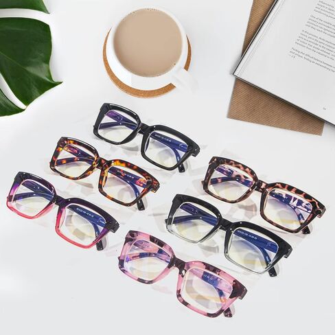 Areyeth Retro Oversized Blue Light Blocking Reading Glasses for Women Oprah Style Large Thick Frame Ladies Reader with Spring Hinge (Six colors, 2.25) in Kuwait