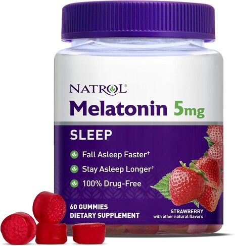 Natrol Melatonin 5mg, Dietary Supplement for Restful Sleep, 90 Strawberry-Flavored Gummies, 45 Day Supply in Saudi Arabia