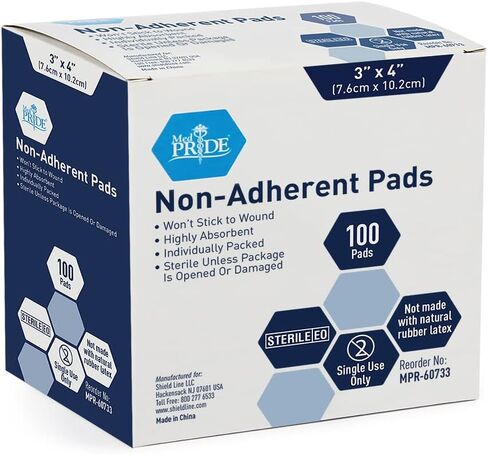 MED PRIDE Sterile Non-Adherent Pads| 100-Pack, 2"x 3"|Non-Adhesive Wound Dressing| Highly Absorbent & Non-Stick, Painless Removal-Switch| Individually Wrapped for Extra Protection in Kuwait