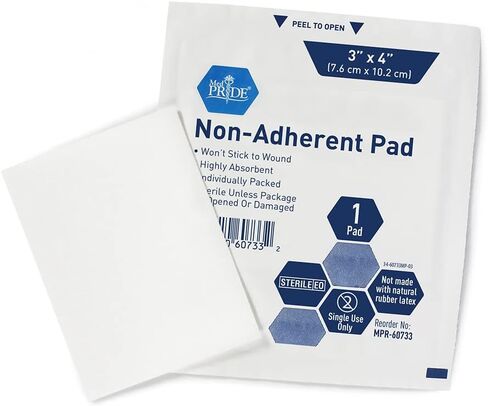 MED PRIDE Sterile Non-Adherent Pads| 100-Pack, 2"x 3"|Non-Adhesive Wound Dressing| Highly Absorbent & Non-Stick, Painless Removal-Switch| Individually Wrapped for Extra Protection in Kuwait