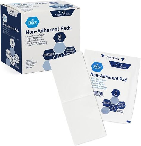 MED PRIDE Sterile Non-Adherent Pads| 100-Pack, 2"x 3"|Non-Adhesive Wound Dressing| Highly Absorbent & Non-Stick, Painless Removal-Switch| Individually Wrapped for Extra Protection in Kuwait
