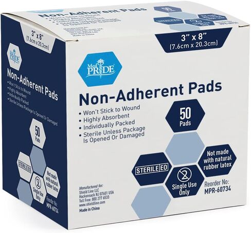 MED PRIDE Sterile Non-Adherent Pads| 100-Pack, 2"x 3"|Non-Adhesive Wound Dressing| Highly Absorbent & Non-Stick, Painless Removal-Switch| Individually Wrapped for Extra Protection in Kuwait