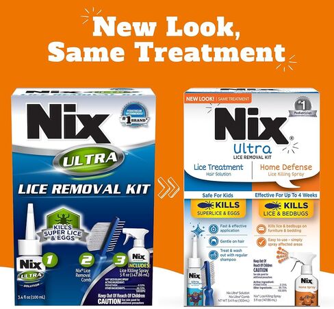 مجموعة إزالة القمل الفائقة من نيكس، محلول معالجة القمل للشعر، 3.4 أونصة سائلة ومشط إزالة القمل، بخاخ لقتل القمل وحشرات الفراش، 5 أونصة سائلة in Kuwait
