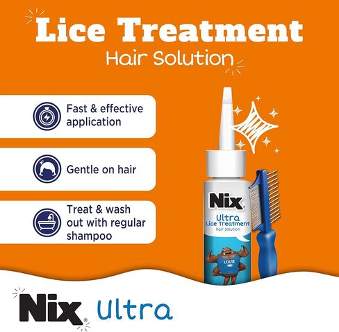 مجموعة إزالة القمل الفائقة من نيكس، محلول معالجة القمل للشعر، 3.4 أونصة سائلة ومشط إزالة القمل، بخاخ لقتل القمل وحشرات الفراش، 5 أونصة سائلة in Kuwait