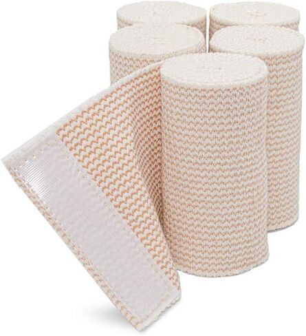 Hospora Thick Latex-Free Compression Cotton Elastic Bandage (4 inches, 5 Rolls) in Saudi Arabia