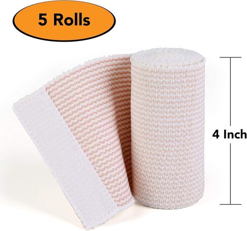 Hospora Thick Latex-Free Compression Cotton Elastic Bandage (4 inches, 5 Rolls) in Saudi Arabia