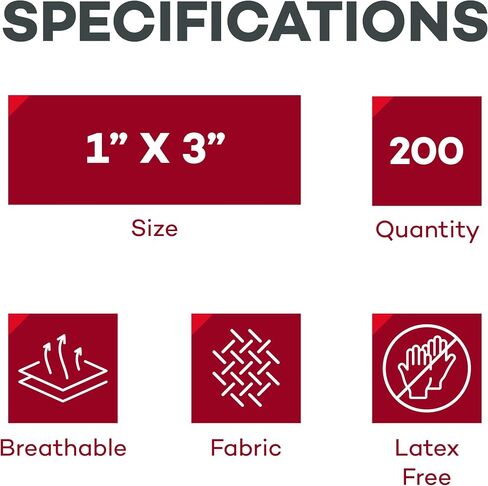 ضمادات لاصقة من القماش المرن المعقمة من Dealmed - 1x3 بوصة - عدد 100 | مغلفة بشكل فردي، خالية من اللاتكس، مادة قابلة للتنفس، وسادة غير لاصقة، لون أسمر، للجروح البسيطة والخدوش والبثور in Kuwait