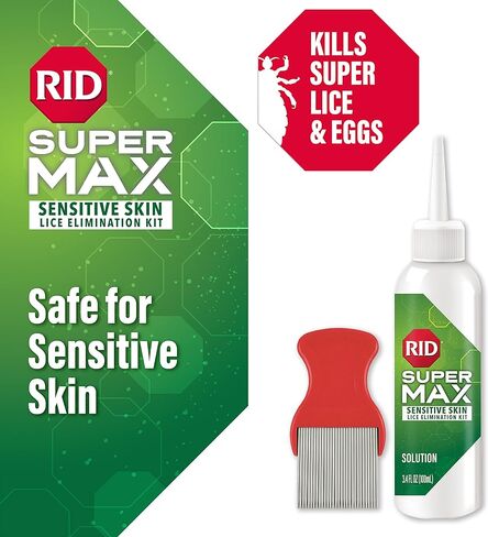 RID Super Max 4-in-1 Lice Removal Treatment Kit, Kills Super Lice & Eggs + Immediate Lice Defense, Pesticide-Free, Includes Nit Removal Comb in Kuwait