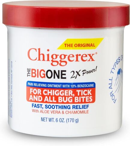 Chiggerex 2X Power First Aid Medicated Ointment for Chiggers, Mosquito Bites, Ticks and Bug Bite Relief with Aloe Vera & Chamomile, 6 oz in Saudi Arabia