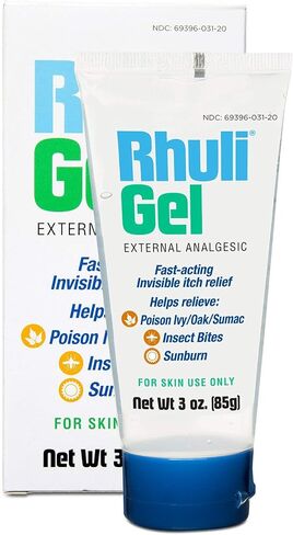 Rhuli Anti-Itch Gel - Analgesic Itch Treatment - Relief for Sunburn, Mosquitos, Bug Bites, Poison Ivy, Poison Oak, and More - Cooling Itch Stopping for Topical Skin Use - 3 Oz Tube in Saudi Arabia