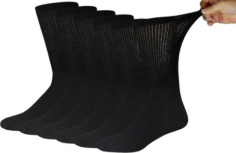 Big and Tall Diabetic Neuropathy Crew Socks, King Size Mens Athletic Crew Socks (13-16, Black) - 3 pairs in Kuwait