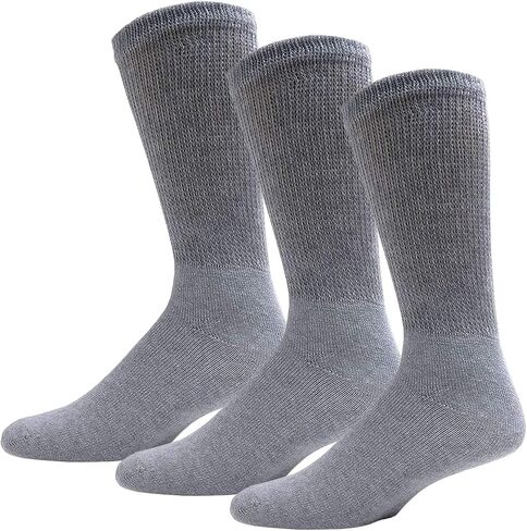 Big and Tall Diabetic Neuropathy Crew Socks, King Size Mens Athletic Crew Socks (13-16, Black) - 3 pairs in Kuwait