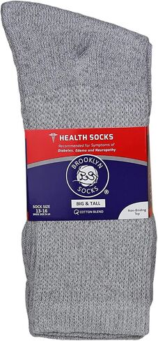 Big and Tall Diabetic Neuropathy Crew Socks, King Size Mens Athletic Crew Socks (13-16, Black) - 3 pairs in Kuwait