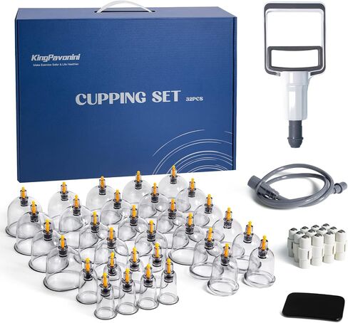 KingPavonini 24 Cups Cupping Therapy Set, Professional Chinese Cupping Set with Magnetics, Portable Vacuum Cupping for Cellulite Reduction, Pain Relief and Blood Circulation in Saudi Arabia
