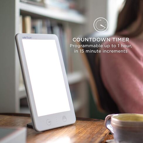 Verilux (New) HappyLight® Lumi Plus - UV-Free LED Bright White Light Therapy Lamp with 10,000 Lux, Adjustable Brightness, Countdown Timer, and Detachable Stand in Kuwait