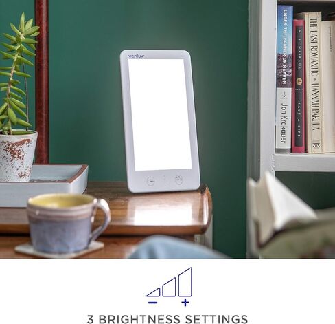 Verilux (New) HappyLight® Lumi Plus - UV-Free LED Bright White Light Therapy Lamp with 10,000 Lux, Adjustable Brightness, Countdown Timer, and Detachable Stand in Kuwait