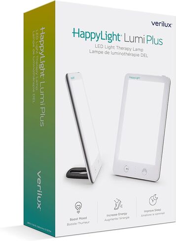 Verilux (New) HappyLight® Lumi Plus - UV-Free LED Bright White Light Therapy Lamp with 10,000 Lux, Adjustable Brightness, Countdown Timer, and Detachable Stand in Kuwait