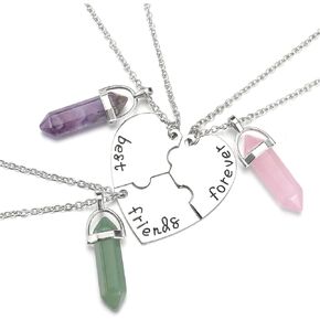 PESOENTH Best Friend Necklace for 2 3 4 Girls BFF Gifts Friendship Necklaces Women Matching Heart Best Friends Forever Crystal Necklaces Jewelry