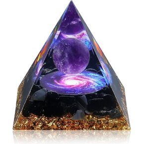 Orgone Pyramid for Positive Energy, Orgonite Amethyst&Obsidian Healing Crystal Pyramids for Reduce Stress Chakra Reiki Healing Meditation Attracts Lucky and Success
