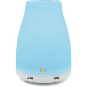 HealthSmart Essential Oil Diffuser, Cool Mist Humidifier and Aromatherapy Diffuser, FSA HSA Eligible with 500ML Tank for Large Rooms, Adjustable Timer, Mist Mode and 7 LED Light Colors, White in Saudi Arabia