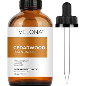 velona Cedarwood Essential Oil by Velona - 4 oz | Therapeutic Grade 100% Pure and Natural | for Aromatherapy Diffuser, Massage, Skincare, Haircare, Soapmaking