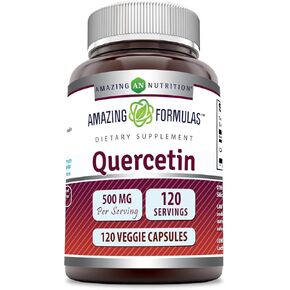Amazing Formulas Quercetin 500mg 120 Veggie Capsules Supplement - Non-GMO - Gluten Free - Supports Overall Health & Well being