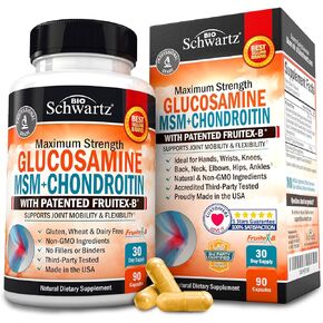 Glucosamine Chondroitin MSM 2110mg - Joint Support Supplement with Turmeric Curcumin for Hands Back Knee & Joint Health for Men & Women - Gluten-Free Non-GMO Supplement - Made in USA - 90 Capsules in Saudi Arabia