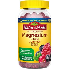 Nature Made High Absorption Magnesium Citrate 200mg Gummies, 60 Count, Mixed Berry, 60 Count (Pack of 12)