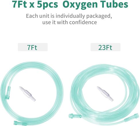 23Ft Oxygen Tubing, Crush Resistant High Flow Oxygen Tubing, 3 Pack Green Oxygen Tubing, Non Kinking Oxygen Tubing with Oxygen Tubing Connector in Kuwait