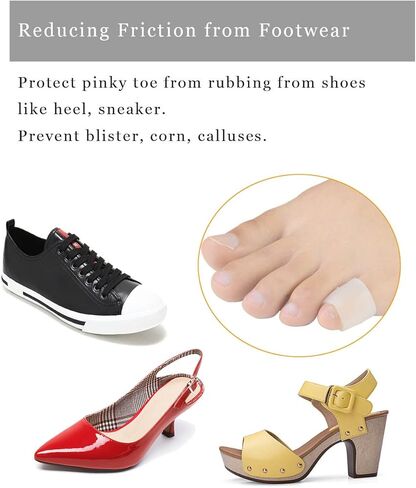 JKcare Transparent Pinky Toe Sleeves, Silicone Corn Cushions Pads, 12 Pack Little Toe Protectors for Corn, Blister and Injured Toenail Protection in Kuwait