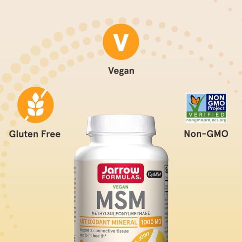 Jarrow Formulas MSM 1000 mg - 200 Veggie Capsules - Methylsulfonylmethane - Source of Sulfur - Dietary Supplement Supports & Strengthens Joints - Up to 200 Servings in Saudi Arabia