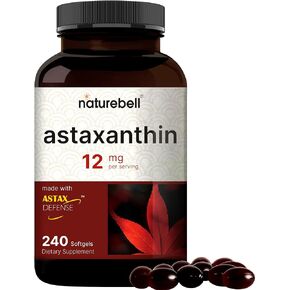 NatureBell Astaxanthin 12mg, 240 Softgels, Made with Astax (Max Strength from MicroAlgae), Natural Antioxidant for Skin & Eye Health – Non-GMO & No Gluten, 4 Month Supply in Saudi Arabia