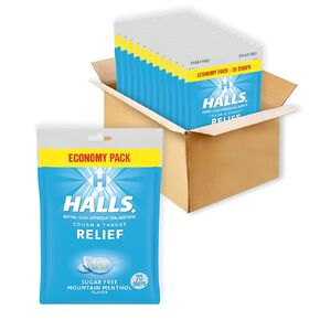 HALLS Relief Mountain Menthol قطرات السعال الخالية من السكر، عبوة اقتصادية، 12 كيسًا من 70 قطرة (840 قطرة إجمالية) in Saudi Arabia