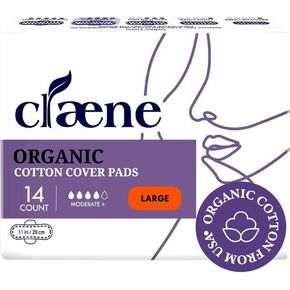Organic Cotton Cover Pads, Cruelty-Free, Menstrual Overnight Pads for Women, Unscented, Breathable, Vegan, Natural Sanitary Napkins with Wings (Overnight, 1 Pack, Total 8)