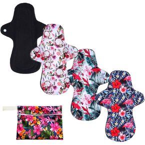 6pcs Resuable Incontinence Pads Resuable Waterproof Resuable Menstrual Pad Sets Including 5Pcs Heavy Flow Menstrual Pads Mama Cloth Sanitary Napkins + 1Pc Mini Wet Bag