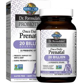 Garden of Life - Dr. Formulated Probiotics Once Daily Prenatal - Acidophilus and Bifidobacteria Probiotic Support for Mom and Baby - Gluten, Dairy, and Soy-Free - 30 Vegetarian Capsules in Saudi Arabia