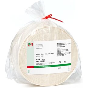 Lohmann & Rauscher tg cotton Stockinette, 12cm x 25m, 100% Cotton Close-Weave Seamlessly Knitted Tubular Stockinette, Skin Friendly Protection, First Layer of Multi-Layer Compression Bandaging
