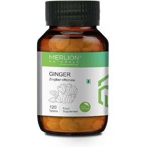 MERLION NATURALS Ginger Tablets Zingiber officinale | 500mg (120 Tablets) in Kuwait