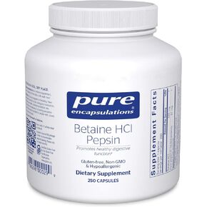 Pure Encapsulations Betaine HCl Pepsin - Digestive Enzymes Supplement for Digestion Aid & Support, Stomach Acid & Nutrient Absorption* - with Betaine HCl Pepsin - 250 Capsules in Saudi Arabia