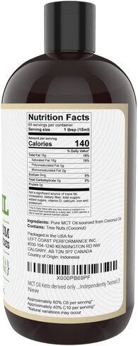 MCT زيت الكيتو مشتق فقط من جوز الهند المستدام. C8 و C10. كيتو حمية | صديق للباليو. مرشح ثلاثي. تم اختبار كل دفعة بشكل مستقل (946.3 مل) in Kuwait